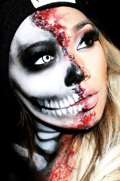 skeleton face makeup woman
